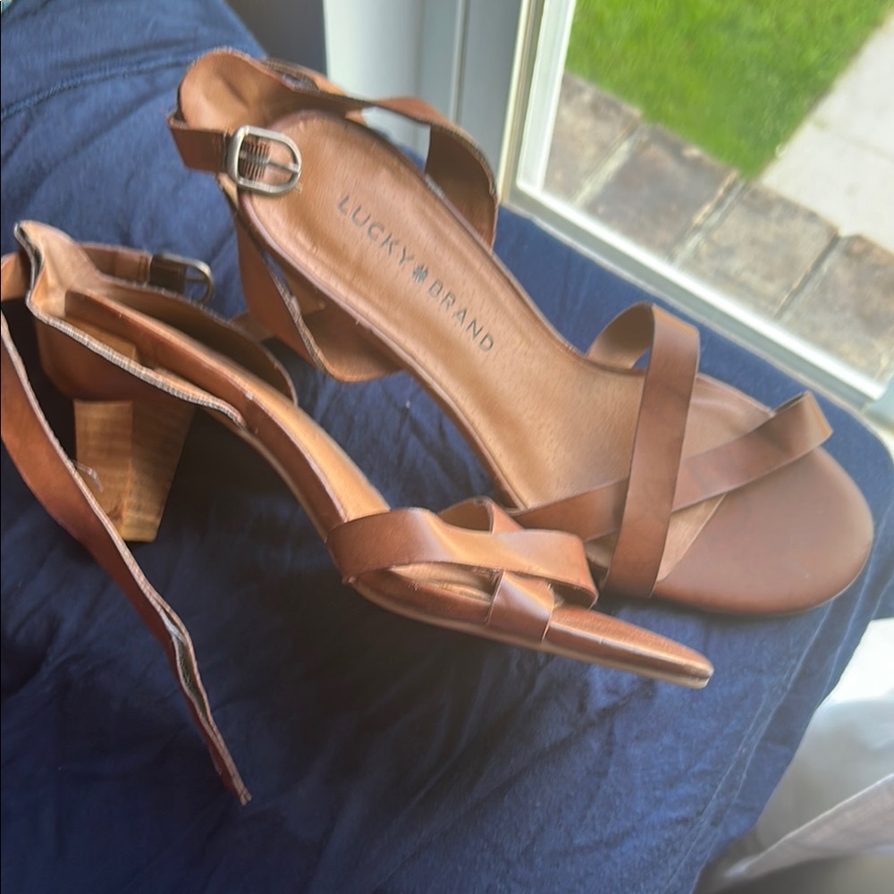 Lucky Brand Brown Heels Elegant Leather Design